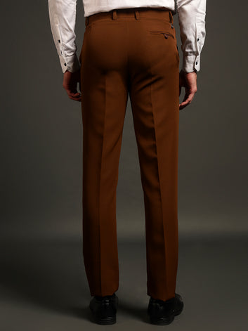 LUSARIO Men’s Slim Fit Formal Trousers | Plain Tailored Office Wear Pants with Slant & Welt Pockets | Stretch Polyester-Viscose Blend | Button & Zipper Closure